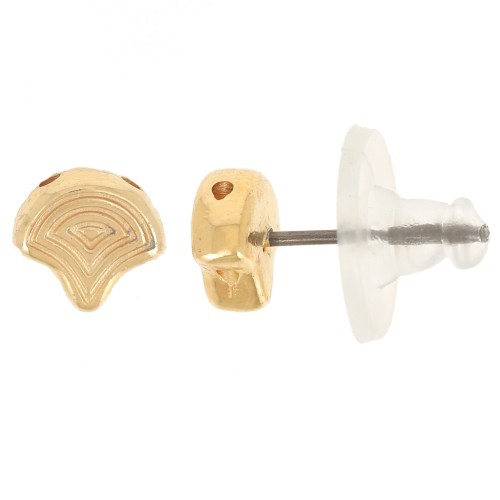 Cymbal Chiodi di orecchie Ginko Duo 7x7.5 mm -Polykarpos Dorato con oro fino x2