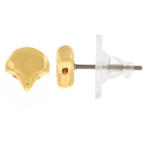 Cymbal Chiodi di orecchie Ginko Duo 7x7.5 mm -Alopronia Dorato con oro fino x2