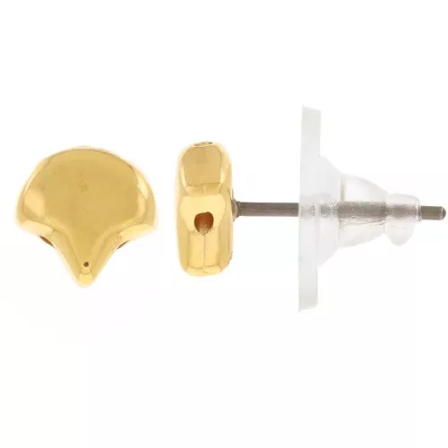 Cymbal Chiodi di orecchie Ginko Duo 7x7.5 mm -Alopronia Dorato con oro fino x2