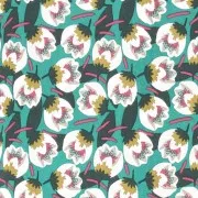 Tessuto di cotone Dimeo - Smeraldo - Verde scuro - Bianco x10cm