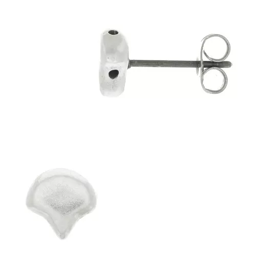 Cymbal Chiodi di orecchie Ginko Duo 7x7.5 mm -Alopronia Argenté vieilli x2
