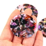 Pendente - chandelier 43 mm in acetato - Tartaruga - Viola - Marrone x1