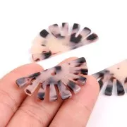 Pendente demi-soleil 19x38 mm in acetato - Tartaruga- Beige - Nero x1