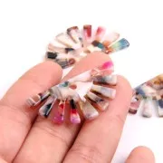 Pendente demi-soleil 19x38 mm in acetato - Tartaruga - Beige - Rosa x1