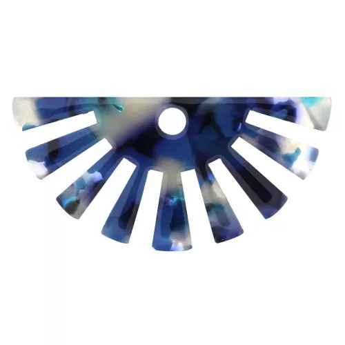 Pendente demi-soleil 19x38 mm in acetato- Tartaruga- Blu - Bianco madreperla x1