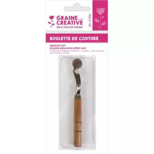 Rotella per segnare e forare il cuoio 15cm - manico in legno x1