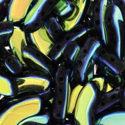 Perline in vetro QuadBow Bead 6x15 mm - Jet AB Full x10