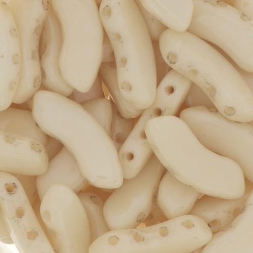 Perline in vetro QuadBow Bead 6x15 mm - Opaque Beige Ceramic Look x10