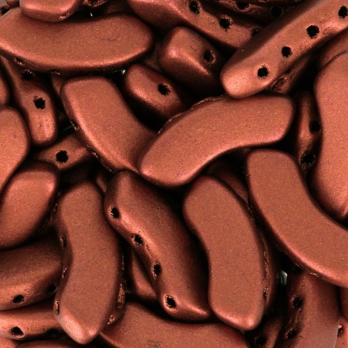 Perline in vetro QuadBow Bead 6x15 mm - Red Copper Mat x10