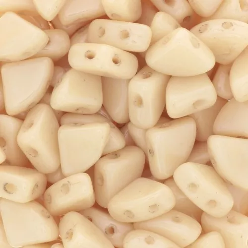 Perline in vetro PieDuo Bead 6x8 mm - Opaque Beige Ceramic Look x30