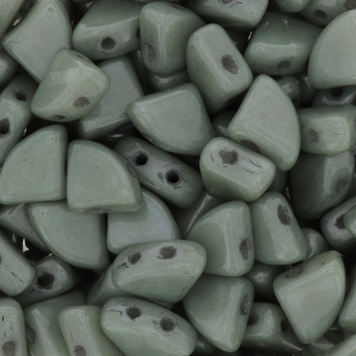 Perline in vetro PieDuo Bead 6x8 mm - Opaque Green Ceramic Look x30