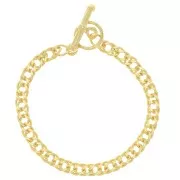 Bracciale doppio rombo limata 5.4 mm e chiusura a T - Placcato oro 3 micron x18cm