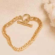 Bracciale doppio rombo limata 5.4 mm e chiusura a T - Placcato oro 3 micron x18cm