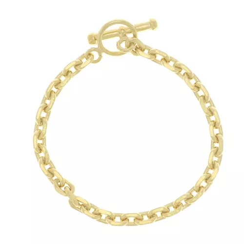 Bracciale maglia forzatina limata5.2 mm e chiusura a T Placcato oro 3 micron x18cm
