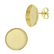 Orecchini a perno per cabochon a fondo piatto 8 mm - Dorato con oro fino x2|raw }}