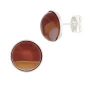 Orecchini perno per cabochon a dorso piatto 8 mm - Placcatura argento fine x2