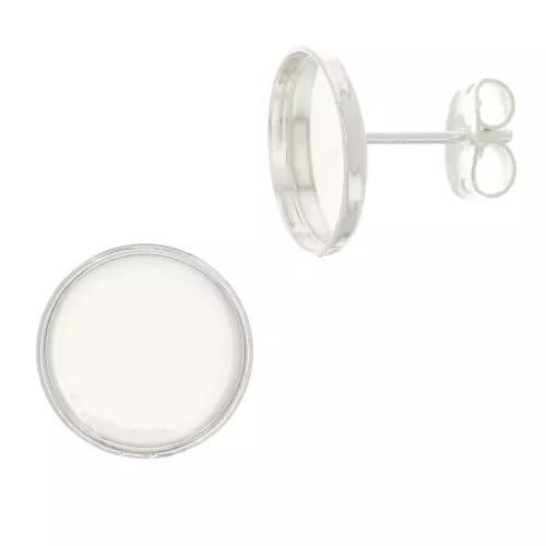 Orecchini a perno per cabochon a fondo piatto 10 mm - Argentato x2
