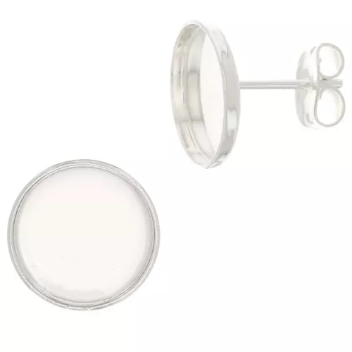 Orecchini a perno per cabochon a fondo piatto 12 mm - Argentato x2