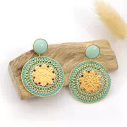 Orecchini a perno per cabochon a fondo piatto 12mm -Anello aperto- Argentato x2