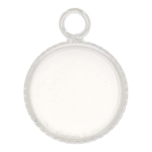 Castone pendente per cabochon fondo piatto 12 mm Argentato x1