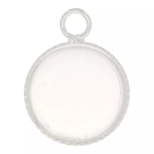 Castone pendente per cabochon fondo piatto 12 mm Argentato x1