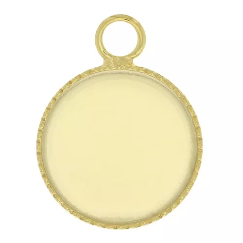Castone pendente per cabochon fondo piatto 12 mm Dorato con oro fino x1