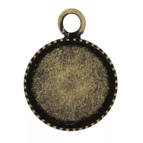 Castone pendente per cabochon fondo piatto 12 mm Bronzo x1