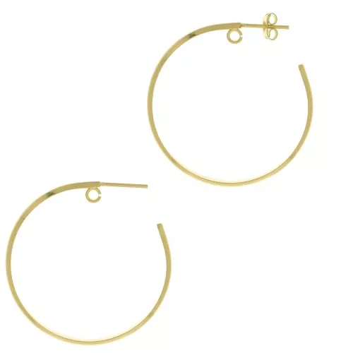 Orecchini filo mezzo-gionco con anello aperto - 43 mm dorato con oro fino x2