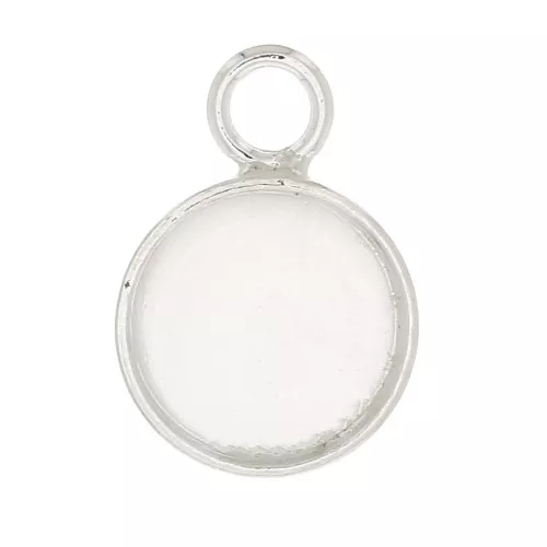 Mini pendente tondo per cabochon fondo piatto 6 mm - Argento 925 x1