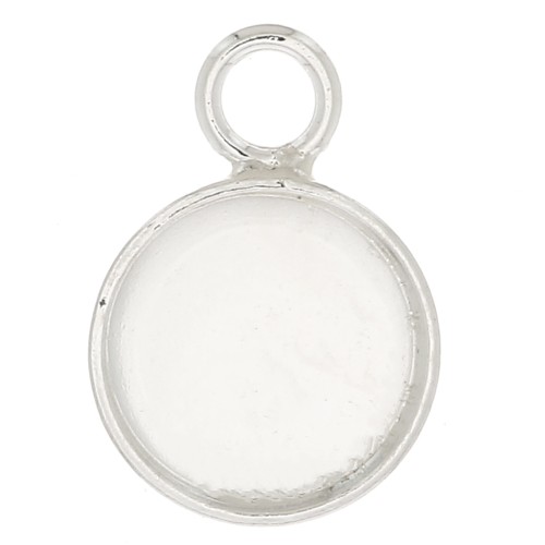 Mini pendente tondo per cabochon fondo piatto 8 mm - Argento 925 x1