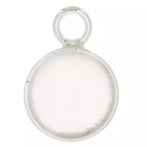 Mini pendente tondo per cabochon fondo piatto 8 mm - Argento 925 x1