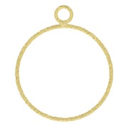 Pendente cerchio scavato diamantato 25x20.5 mm - Dorato con oro fino x1