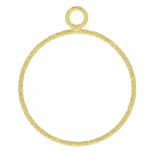 Pendente cerchio scavato diamantato 25x20.5 mm - Dorato con oro fino x1