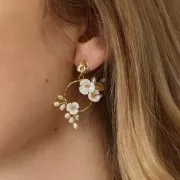 Pendente cerchio scavato diamantato 25x20.5 mm - Dorato con oro fino x1