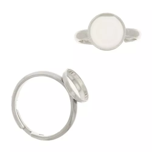 Anello Regolabile per cabochon a fondo piatto 10 mm - Argento 925 x1