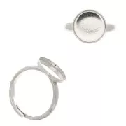 Anello Regolabile per cabochon a fondo piatto 12 mm - Argento 925 x