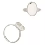 Anello Regolabile per cabochon a fondo piatto 14x10 mm - Argento 925 x1