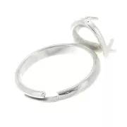 Anello Regolabile con castone per cabochon a fondo piatto 14x10mm - Argento 925 x1