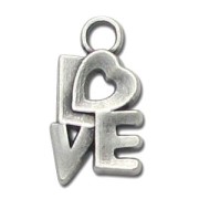 Ciondolo Love mm. 17 Placcatura argento antico x1|raw }}