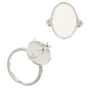 Anello Regolabile con castone per cabochon a fondo piatto18x13mm - Argento 925 x1