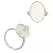 Anello Regolabile con castone per cabochon a fondo piatto18x13mm - Argento 925 x1