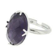 Anello Regolabile con castone per cabochon a fondo piatto18x13mm - Argento 925 x1