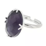 Anello Regolabile con castone per cabochon a fondo piatto18x13mm - Argento 925 x1