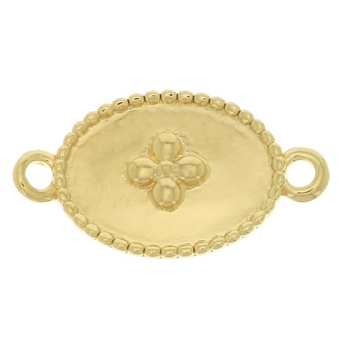 Distanziatore medaglia ovale croce 15x8.5 mm Dorato con oro fino x1