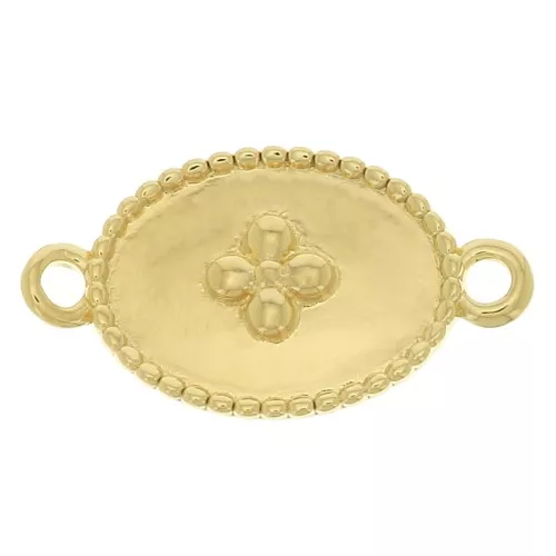 Distanziatore medaglia ovale croce 15x8.5 mm Dorato con oro fino x1