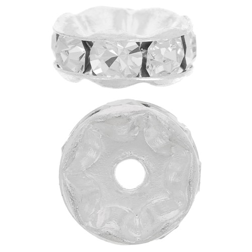 Perla rotonda Strass 6 mm - Argento 925 - Cristallo x1