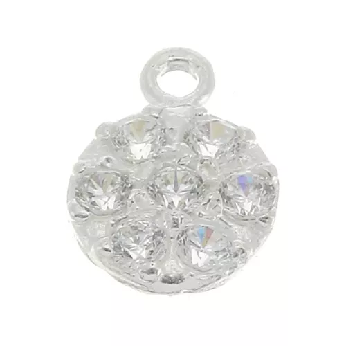 Ciondolo tondo con Ossido di zirconio 9 mm - Argento 925 x1
