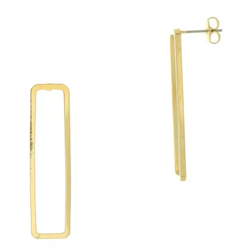 Orecchini a perno rettangolo scavato 40x10.5 mm - Placcato oro 3 micron x2