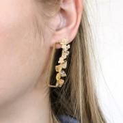 Orecchini a perno rettangolo scavato 40x10.5 mm - Placcato oro 3 micron x2