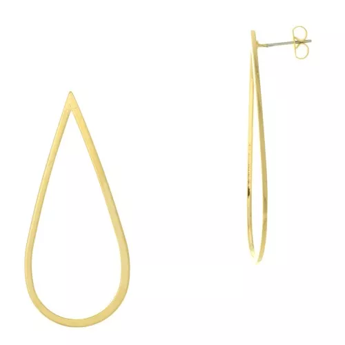 Orecchini a perno goccia scavata 50x22 mm - Placcato oro 3 micron x2